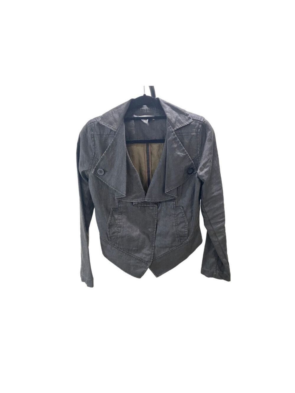 Cabi Black Waxed Linen Moto Jacket - Size Medium (EUC)